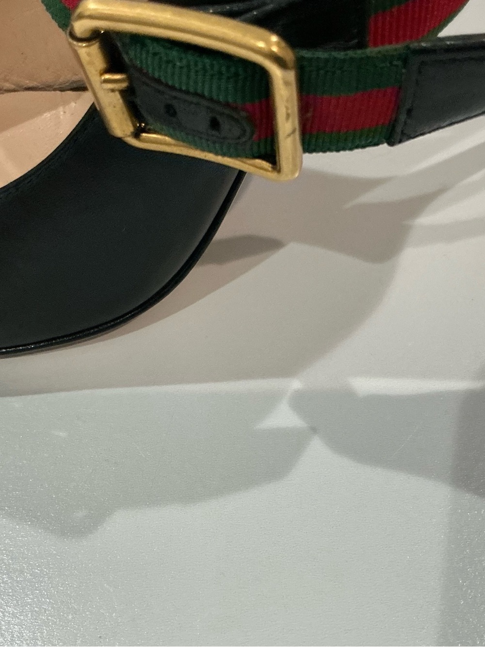 Gucci Black Leather Stiletto Pumps with Red and Green Web Strap 475085 - Picture 4 of 16